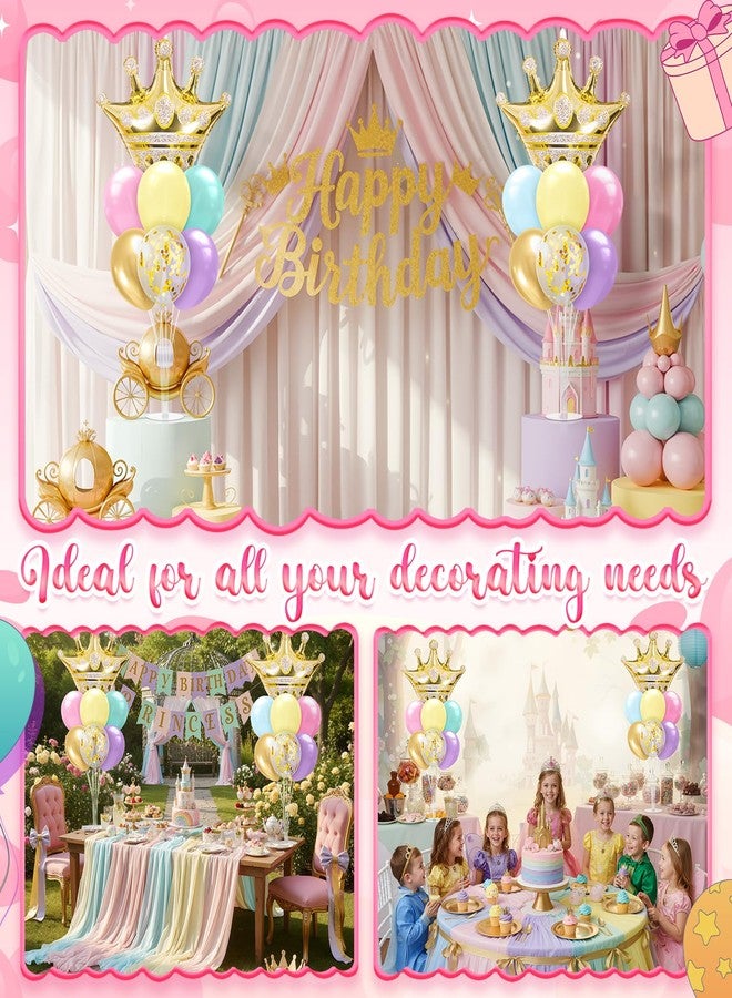 Seematn 2 Set Princess Balloon Stand Kits Pastel Gold Crown Balloons Sticks Holder with Base, Princess Birthday Party Table Centerpiece Kit for Woman Queen Wedding Baby Shower Fairy Tale Decoration - Image 5